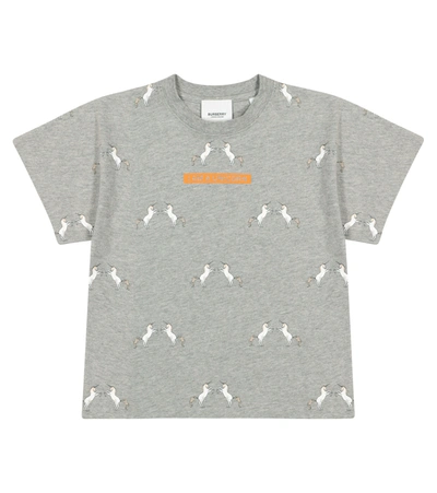 Shop Burberry Printed Cotton-jersey T-shirt In Grey