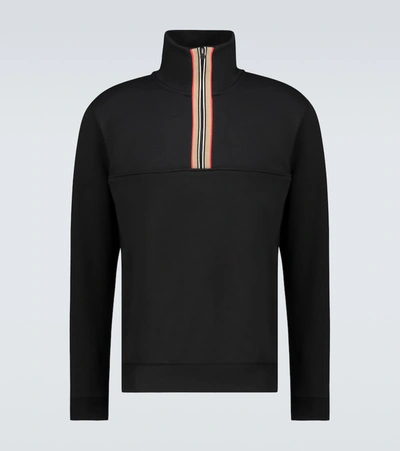 Shop Burberry Courtland Half-zipped Sweatshirt In Black