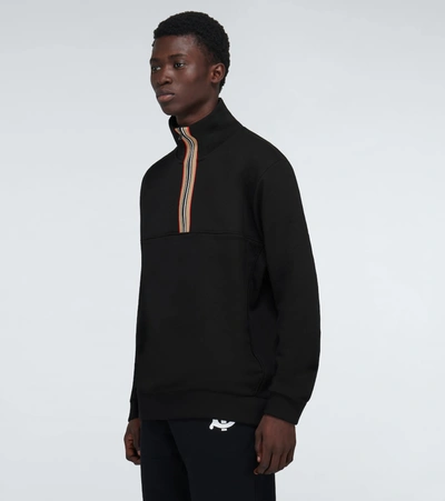 Shop Burberry Courtland Half-zipped Sweatshirt In Black