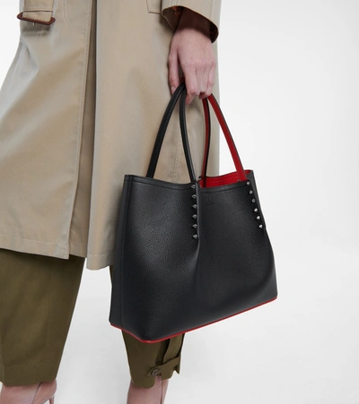 Christian Louboutin Black Grained Leather Small Cabarock Tote Bag In Black