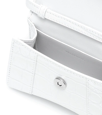 Shop Balenciaga Hourglass Mini Leather Crossbody Bag In White