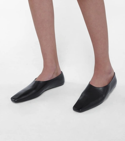 Shop The Row Square Toe Leather Ballet Flats In Black