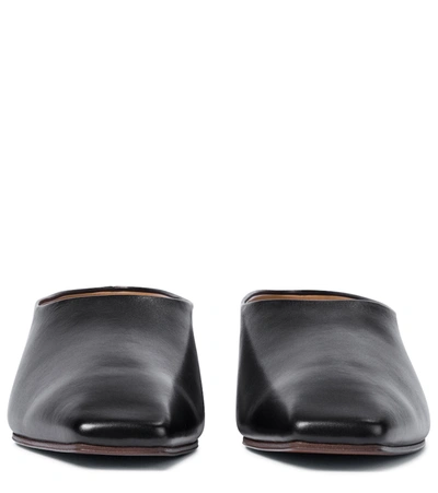 The Row Square-toe Leather Ballerina Flats In Black