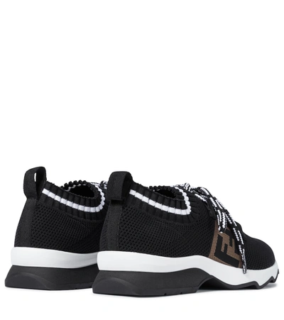 Shop Fendi Ff Mesh-knit Sneakers In Black