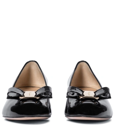 Shop Ferragamo Vara Patent Leather Pumps In Black