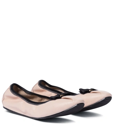 Shop Ferragamo Leather Ballet Flats In Pink