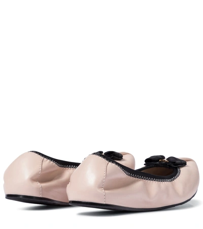 Shop Ferragamo Leather Ballet Flats In Pink
