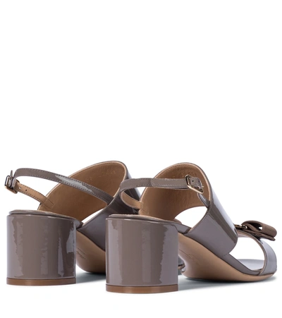 Shop Ferragamo Giulia Patent Leather Sandals In Beige