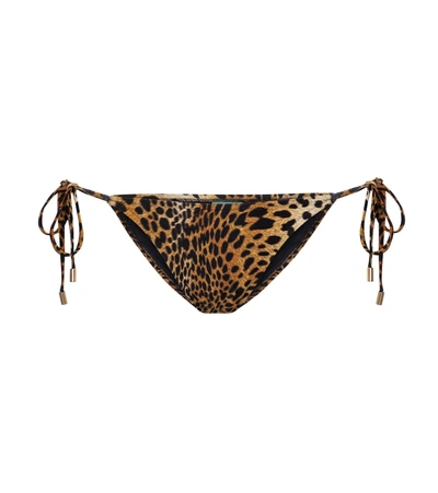 Shop Melissa Odabash Miami Cheetah-print Bikini Bottoms In Brown