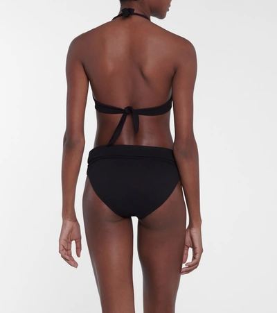 Melissa Odabash Provence Embellished Stretch-piqué Halterneck Bikini Top In Black