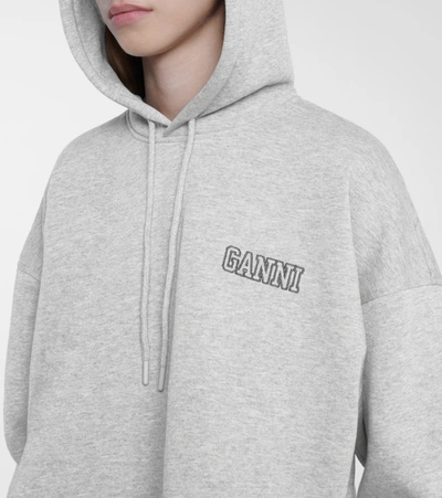 Shop Ganni Isoli Cotton-blend Hoodie In Grey