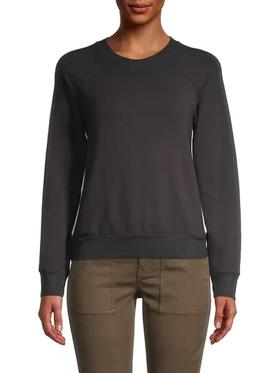 Shop Monrow Classic Raglan Sleeve Sweatshirt In Faded Black