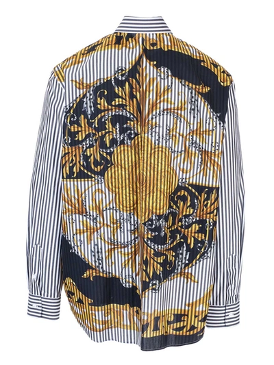 Shop Versace Striped Medusa Print Shirt In Multi