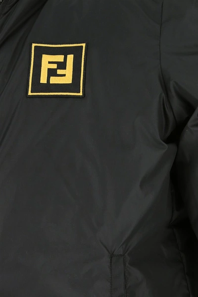 Shop Fendi Logo Patch Puffer Jacket In Black