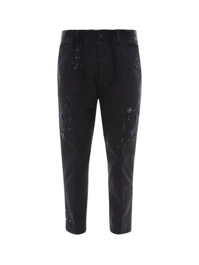 Shop Dsquared2 Distressed Cropped Trousers In Black