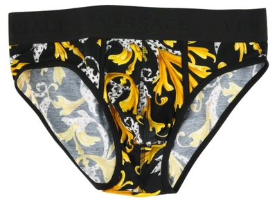 Shop Versace All Over Baroque Print Knickers In Multi