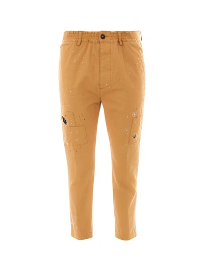 Shop Dsquared2 Distressed Cropped Trousers In Brown