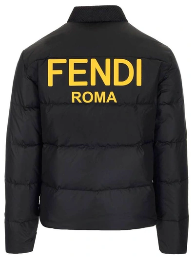 Shop Fendi Logo Print Reversible Puffer Jacket In Multi