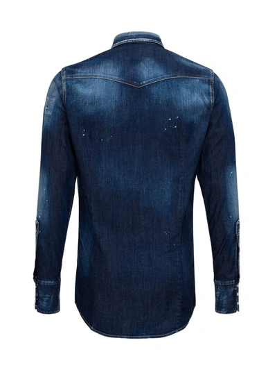 Shop Dsquared2 Classic Western Denim Shirt In Blue