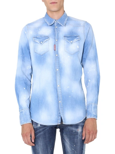 Shop Dsquared2 Dsquared 2 Western Denim Shirt In Blue