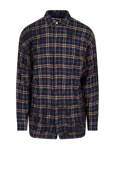 Shop Palm Angels Checked Logo Shirt In Multi