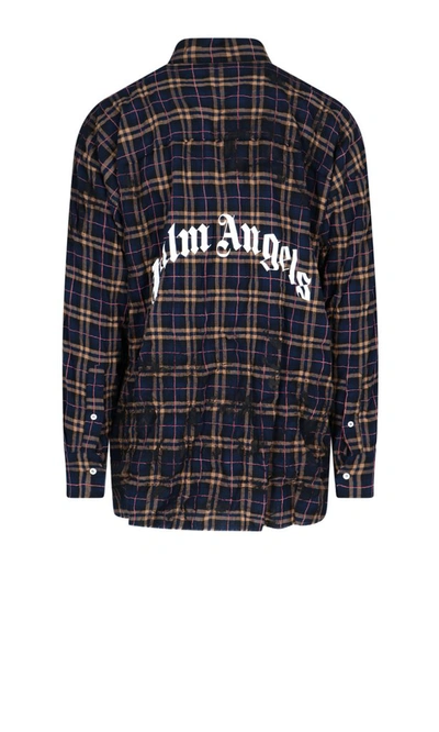 Shop Palm Angels Checked Logo Shirt In Multi