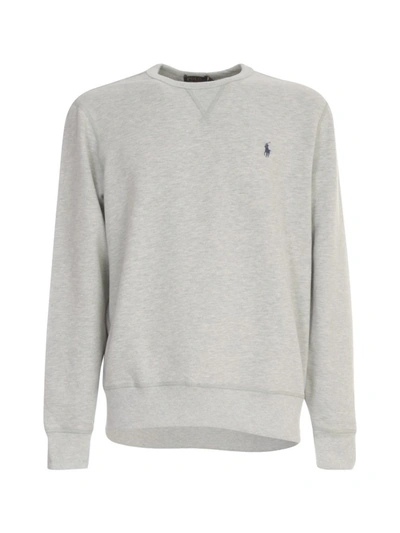 Shop Polo Ralph Lauren Logo Crewneck Sweatshirt In Grey