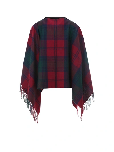 Shop Comme Des Garçons Shirt Tartan Print Poncho In Red