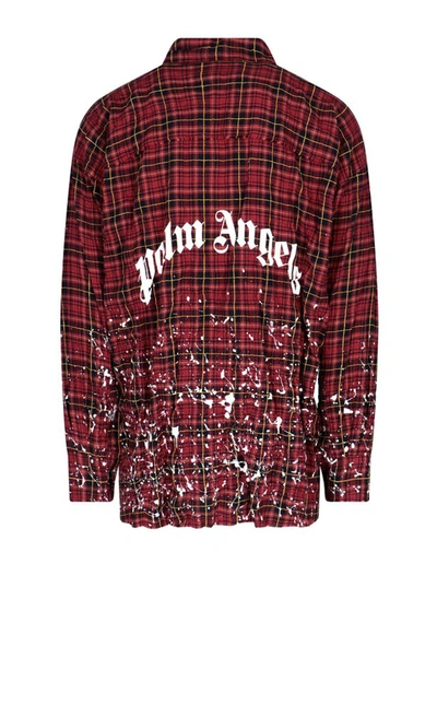 Shop Palm Angels Checked Logo Shirt In Red