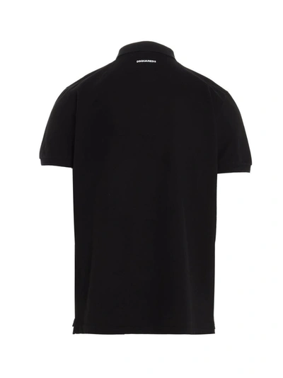 Shop Dsquared2 I Love D2 Print Polo Shirt In Black