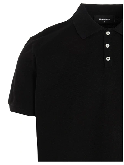 Shop Dsquared2 I Love D2 Print Polo Shirt In Black