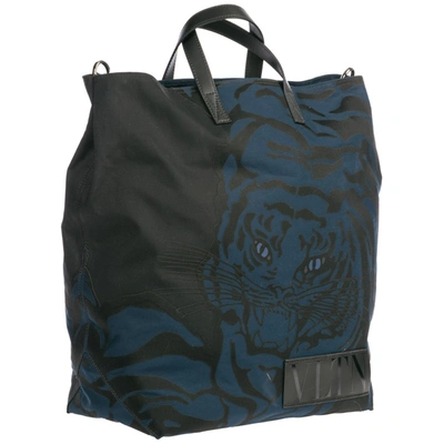 Shop Valentino Vltn Tiger Tote Bag In Blue