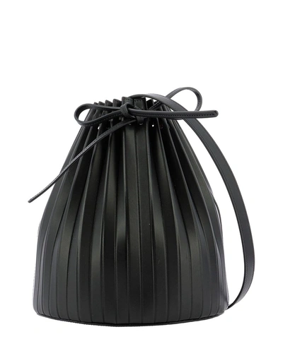 Shop Mansur Gavriel Pleated Drawstring Bucket Bag In Black