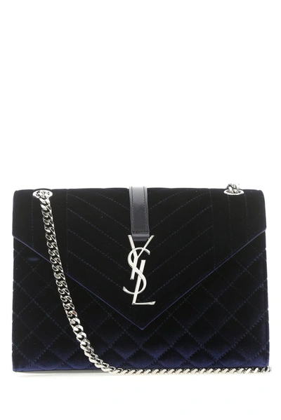 Shop Saint Laurent Envelope Medium Shoulder Bag In Navy