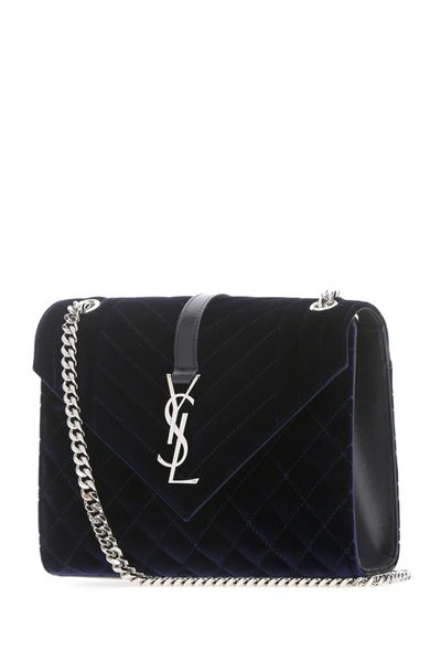 Shop Saint Laurent Envelope Medium Shoulder Bag In Navy