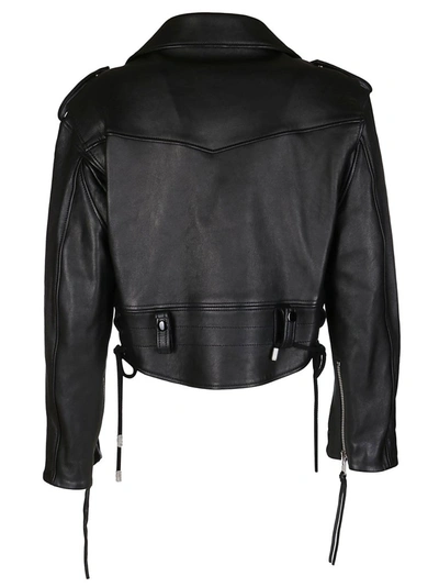 Shop Maison Margiela Cropped Biker Jacket In Black