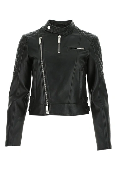 Shop Dsquared2 Quilted Leather Biker Jacket In Black