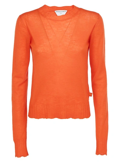 Shop Bottega Veneta Crewneck Knitted Sweater In Orange