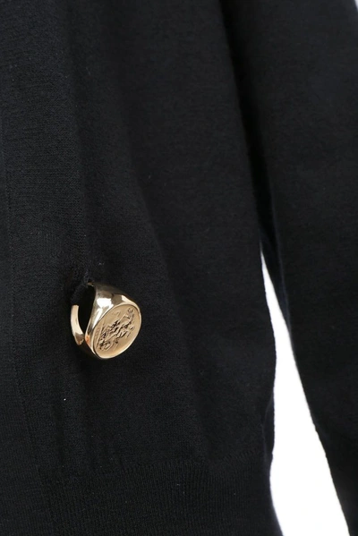 Shop Bottega Veneta Ring Detail Cardigan In Black