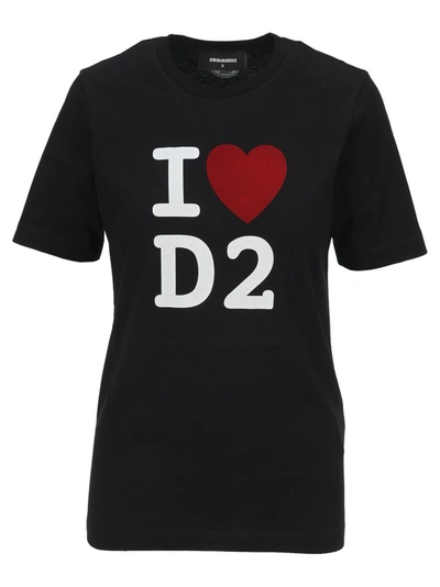 Shop Dsquared2 I Love D2 Print T In Black