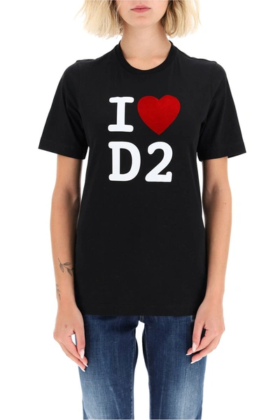 Shop Dsquared2 I Love D2 Print T In Black