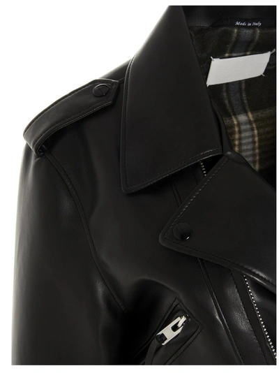Shop Maison Margiela Faux Leather Biker Jacket In Black