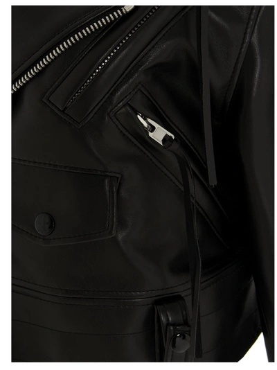 Shop Maison Margiela Faux Leather Biker Jacket In Black
