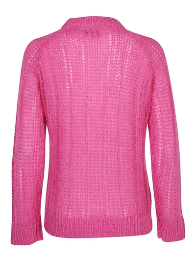 Shop Prada Knitted Crewneck Sweater In Pink