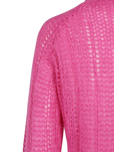 Shop Prada Knitted Crewneck Sweater In Pink