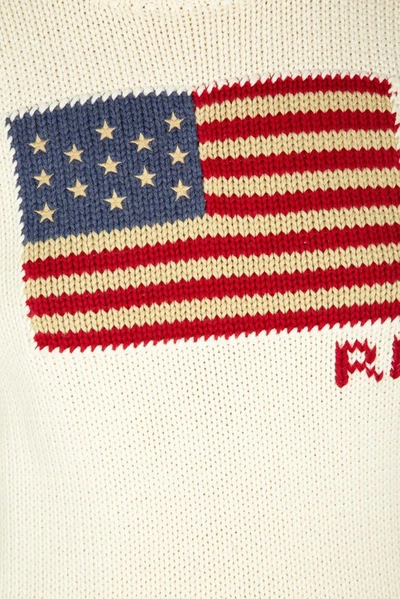 Shop Polo Ralph Lauren Flag Intarsia Knit Jumper In White