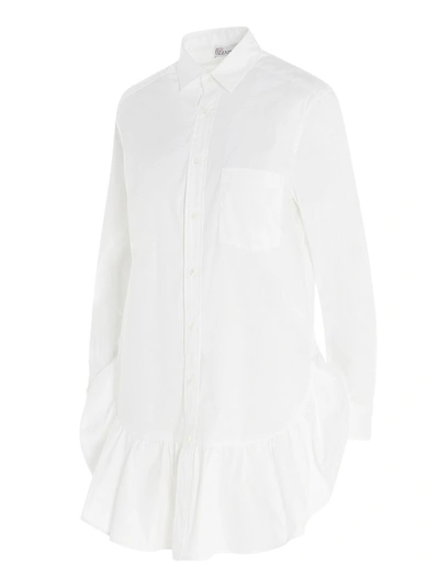 Shop Red Valentino Redvalentino Flounce Detail Poplin Shirt Dress In White