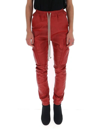 Shop Rick Owens Drawstring Cargo Pants In Red