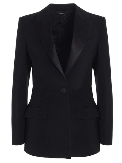 Shop Givenchy Single Breasted Blazer In Black