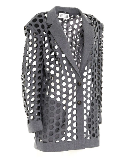 Shop Maison Margiela Punched Holes Blazer In Grey